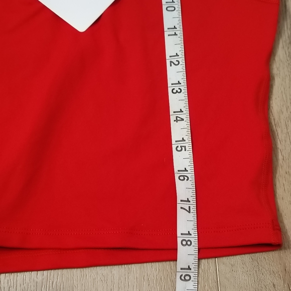 Lycra Queenieke Red Women's LG Long Sleeve Workout Shirt Half Zip Athletic Slim - Picture 9 of 9
